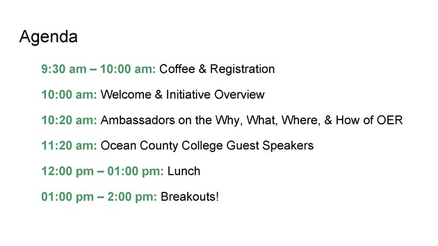VALE Regional OER Workshop, Ocean Community College - Page 1